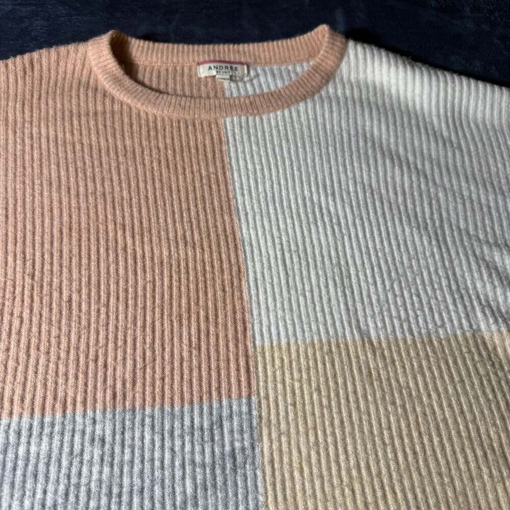 Andrée By Unit Women's Pastel Colorblock Ribbed Knit Sweater Size 1X